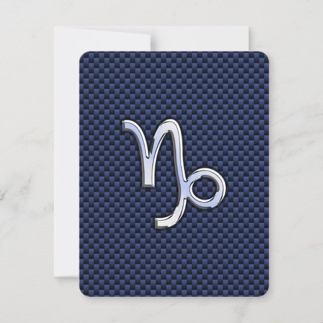 Capricorn Zodiac Symbol Navy Blue Carbon Fibre (Front)