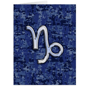 Capricorn Zodiac Symbol on Blue Digital Camo