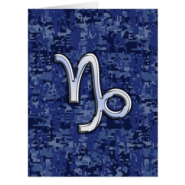 Capricorn Zodiac Symbol on Blue Digital Camo (Front)