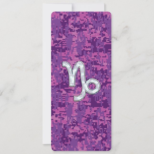 Capricorn Zodiac Symbol on Fuchsia Digital Camo (Front)