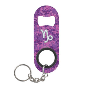 Capricorn Zodiac Symbol on Fuchsia Digital Camo