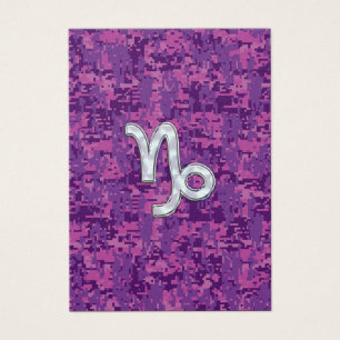 Capricorn Zodiac Symbol on Fuchsia Digital Camo