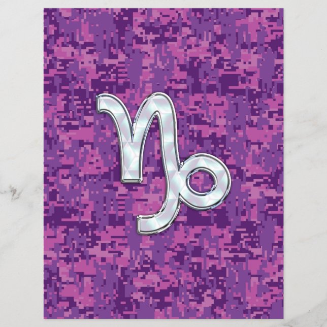 Capricorn Zodiac Symbol on Fuchsia Digital Camo Flyer (Front)