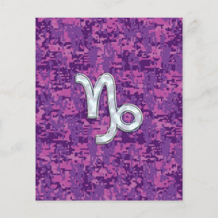 Capricorn Zodiac Symbol on Fuchsia Digital Camo Flyer