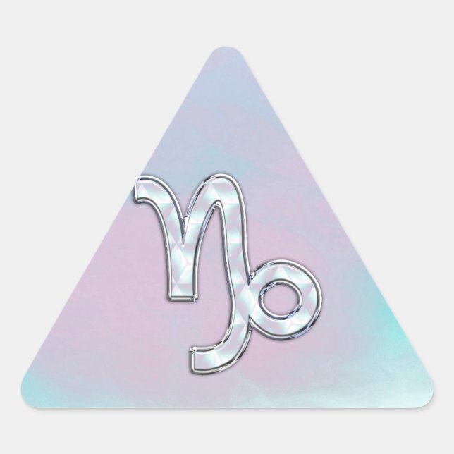 Capricorn Zodiac Symbol on Mother of Pearl Decor Triangle Sticker (Front)