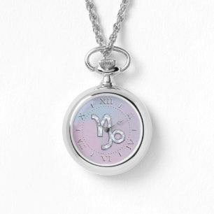 Capricorn Zodiac Symbol on Mother of Pearl Dial Watch