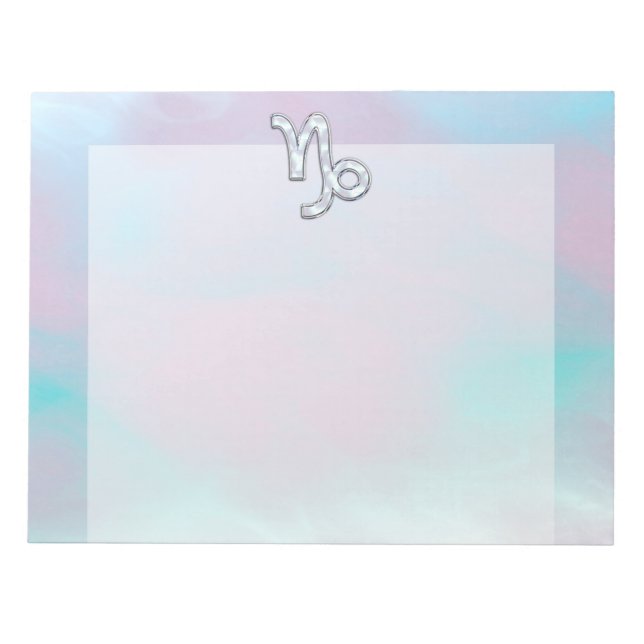 Capricorn Zodiac Symbol on Mother of Pearl Nacre Notepad (Front)