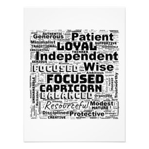 Capricorn Zodiac Word Cloud Inspiration 18 x 24 Photo Print