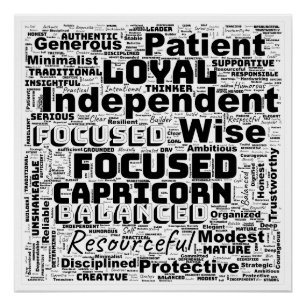 Capricorn Zodiac Word Cloud Inspiration Poster