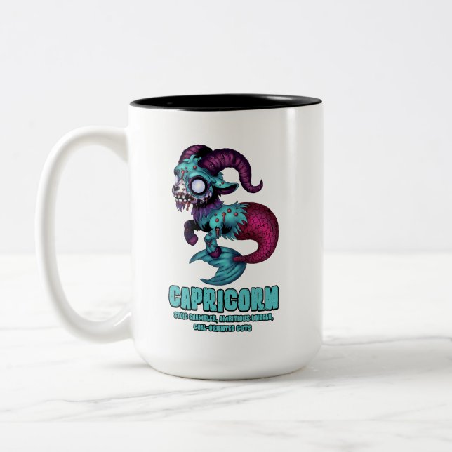 Capricorn Zombie Two-Tone Coffee Mug (Left)