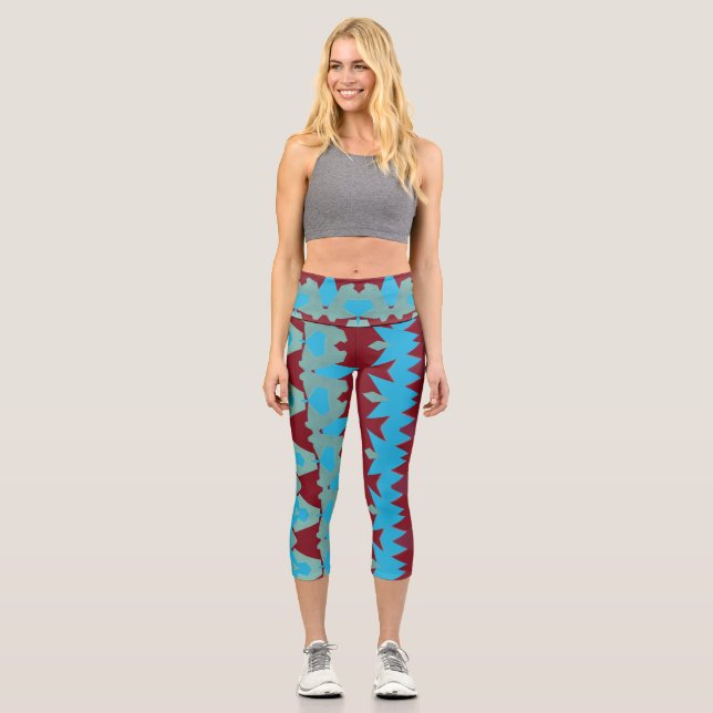 Capris, A multicolor trendy fabric pattern design Capri Leggings (Front)