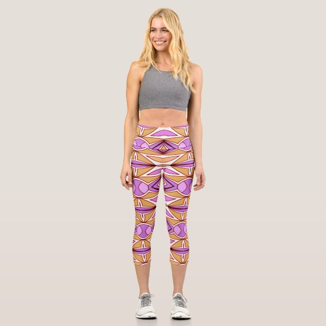 Capris, A multicolor trendy fabric pattern design Capri Leggings (Front)