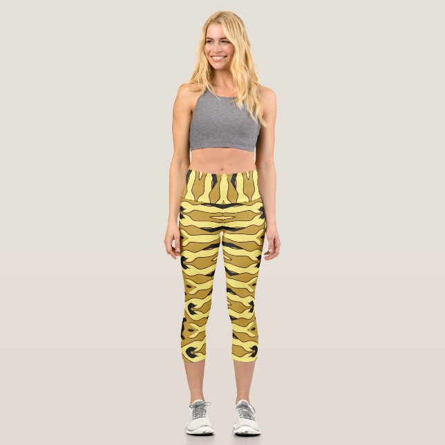 Capris, A multicolor trendy fabric pattern design Capri Leggings (Front)