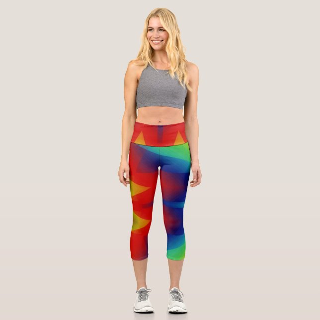Capris, A multicolor trendy fabric pattern design  Capri Leggings (Front)