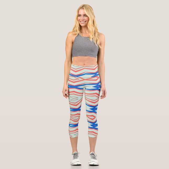 Capris, A multicolor trendy fabric pattern design Capri Leggings (Front)