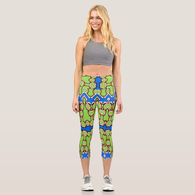 Capris, A multicolor trendy fabric pattern design Capri Leggings (Front)