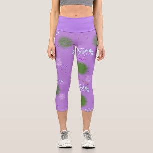 Capris Green Puffs on Purple