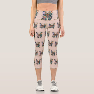 Capris with Butterfly Tan Background