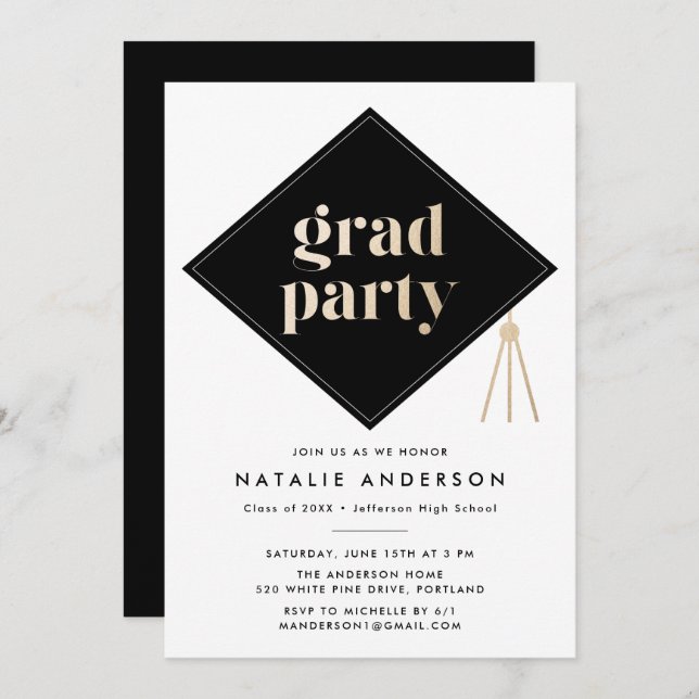 Caps Off Graduation Cap Graduation Party Invitation (Front/Back)