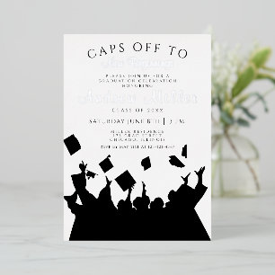 Caps off Graduation Celebration Invitation