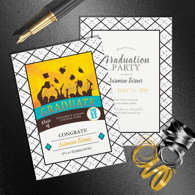 Caps Off Graduation Party ID893 Invitation (Creator Uploaded)