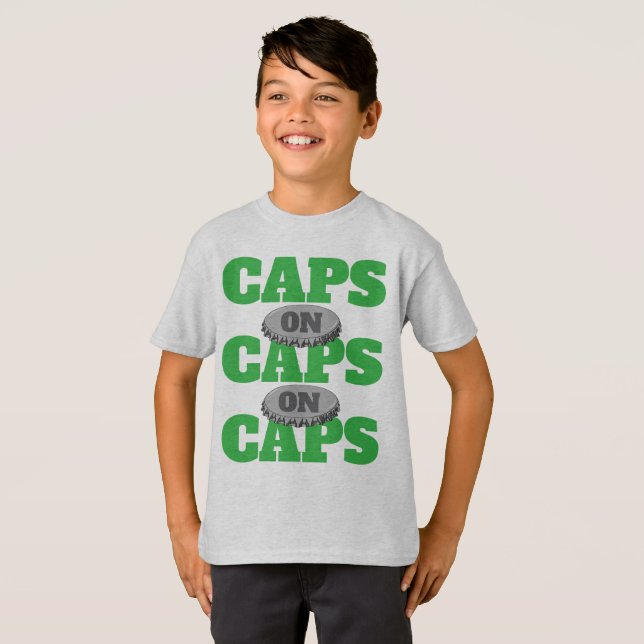 Caps on Caps on Caps Video Gaming T-Shirt (Front Full)