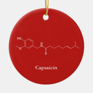 Capsaicin Molecule Chemistry Cute Chilli Lovers Ceramic Ornament