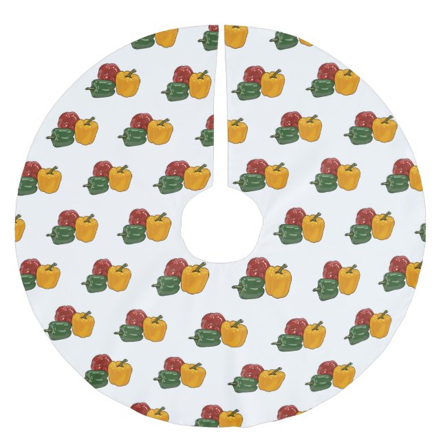 Capsicum cartoon illustration brushed polyester tree skirt (Front)