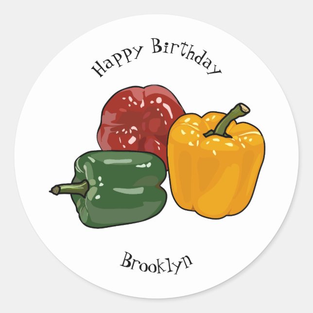 Capsicum cartoon illustration classic round sticker (Front)