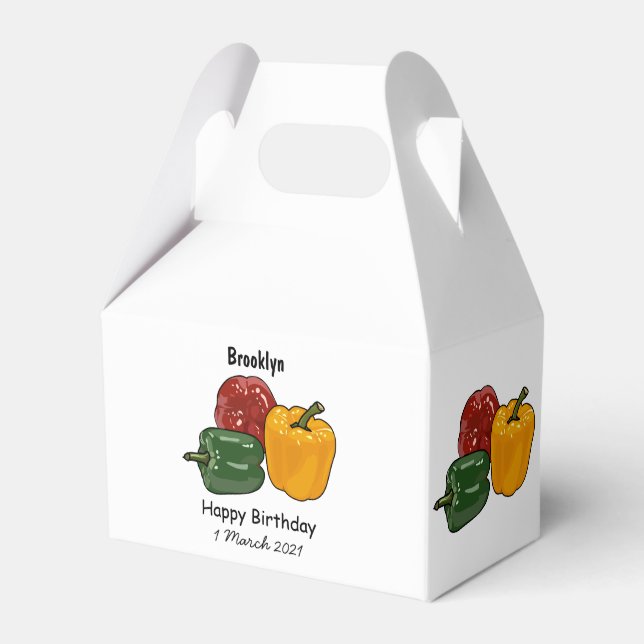 Capsicum cartoon illustration favour box (Front Side)