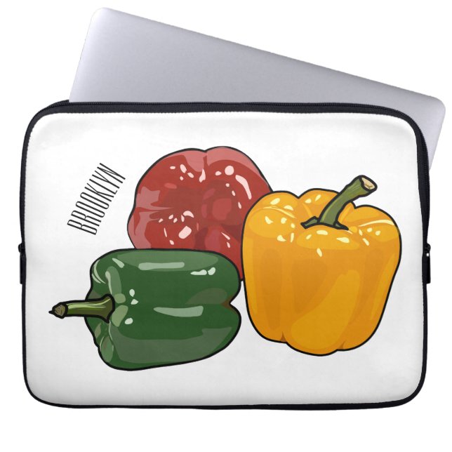 Capsicum cartoon illustration laptop sleeve (Front)