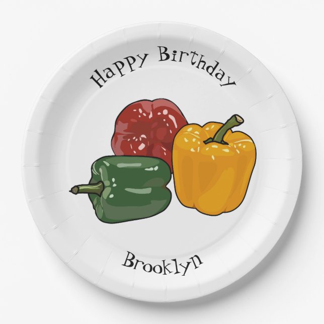 Capsicum cartoon illustration paper plate (Front)