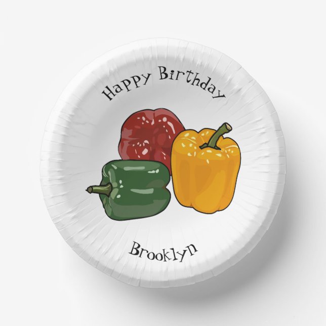 Capsicum cartoon illustration paper plate (Front)