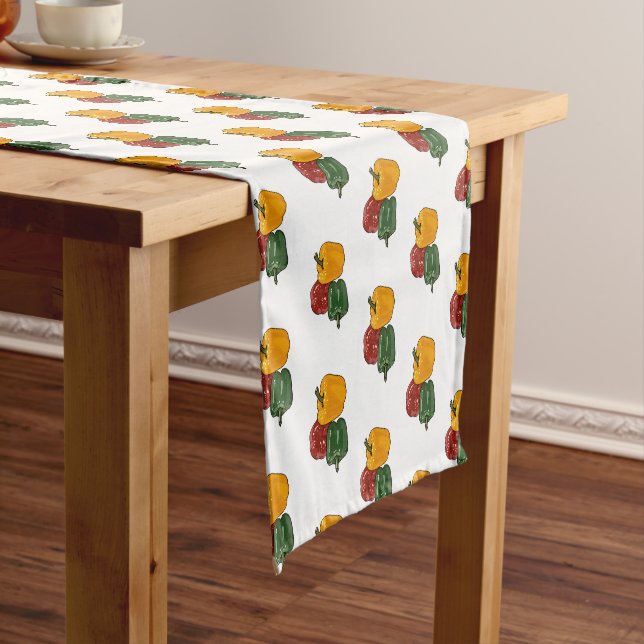Capsicum cartoon illustration short table runner (In Situ)