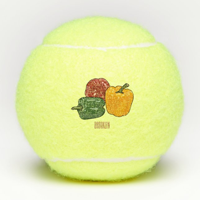 Capsicum cartoon illustration tennis balls (Front)