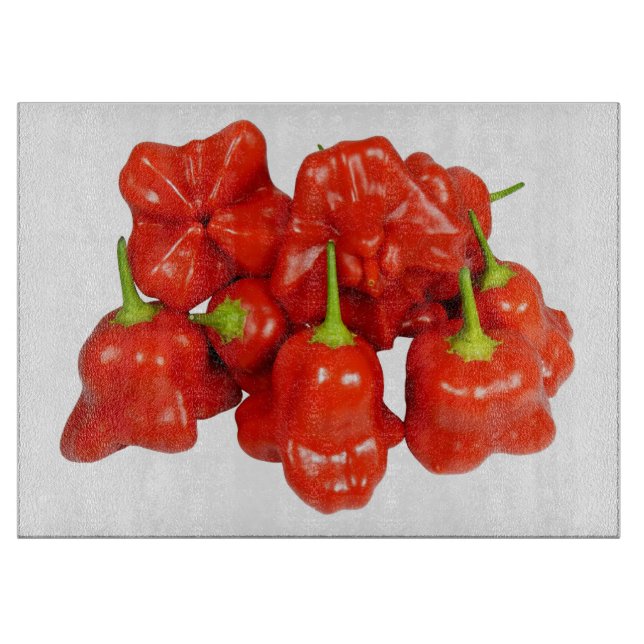 Capsicum Chinense Chilli Glass Chopping Board (Front)