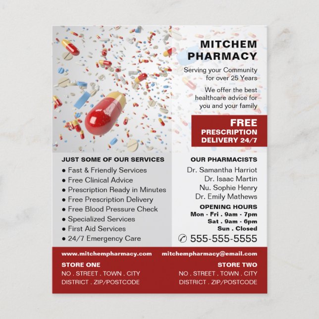 Capsule Design, Pharmacy, Pharmacists Advertising Flyer (Front)