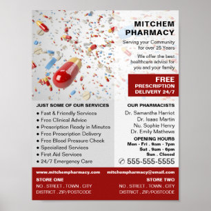 Capsule Design, Pharmacy, Pharmacists Advertising Poster