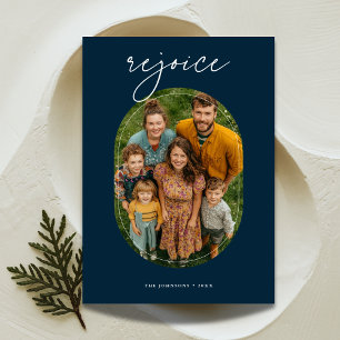Capsule Photo   Religious Rejoice Christmas Family Holiday Card
