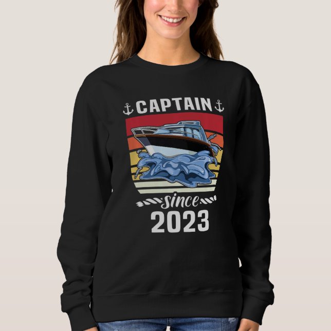 Captain 2023 Boat Driving Licence Motorboat Sailin Sweatshirt (Front)
