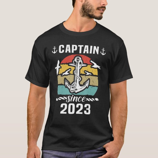 Captain 2023 Boat Driving Licence Motorboat Sailin T-Shirt (Front)