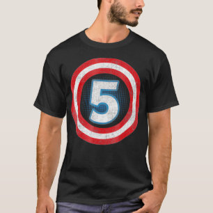 Captain 5 Yrs Old Superhero 5th Birthday Boy T-Shirt