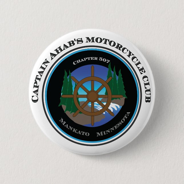 Captain Ahab's Motorcycle Club 6 Cm Round Badge (Front)