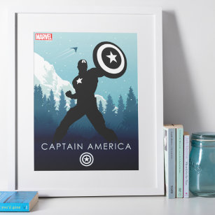 Captain America Heroic Silhouette Poster