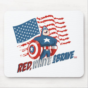Captain America Red, White, & Brave Mouse Pad