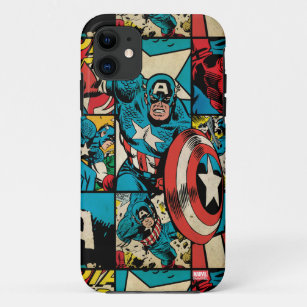 Captain America Retro Comic Book Pattern iPhone 11 Case