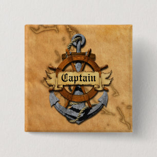 Captain Anchor And Wheel 15 Cm Square Badge