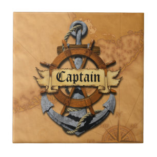 Captain Anchor And Wheel Ceramic Tile