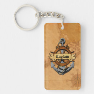 Captain Anchor And Wheel Key Ring