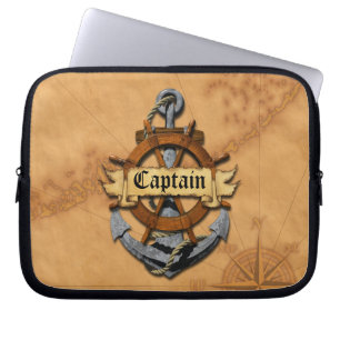 Captain Anchor And Wheel Laptop Sleeve